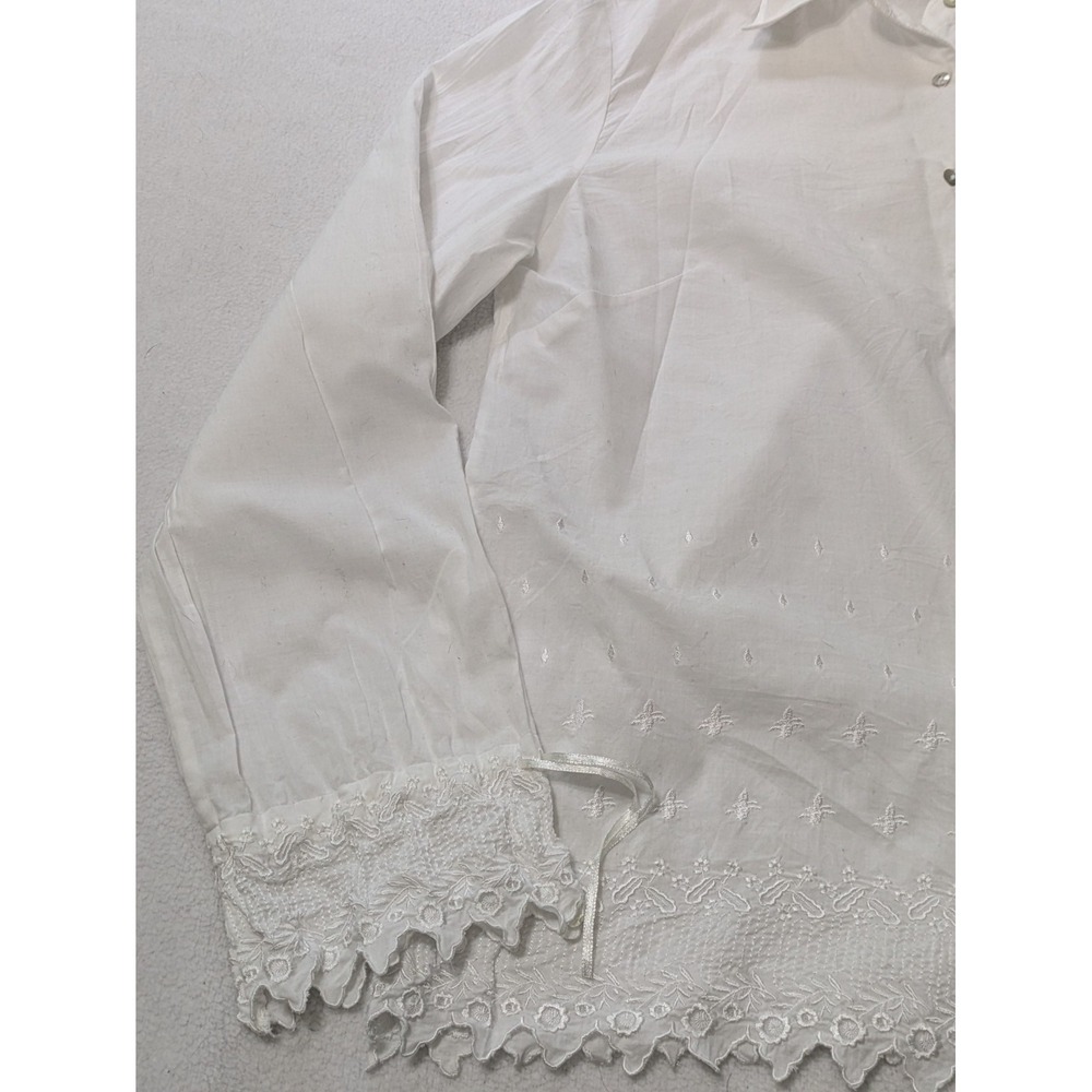 Sundance White Lace Button Up Blouse Top Lace Grandma Core Whimsy Dainty Collar - Picture 6 of 7